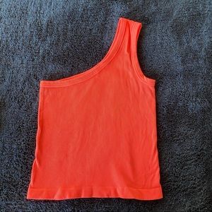 Coral one shoulder tank